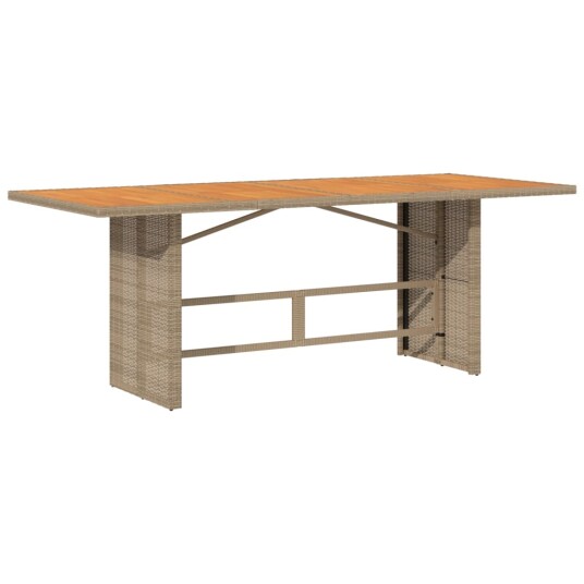  Hagebord med topp i akasietre beige 190x80x74 cm polyrotting 365311