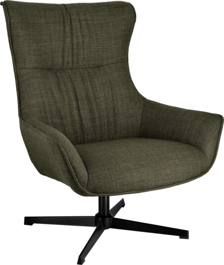 VEGA Ørelappstol Elvar; 85x85x101 cm BxDxH; Sete Grønnmelert Ramme Svart