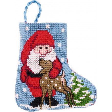 Permin Broderisett Julestrømpe Julenisse 7x8cm