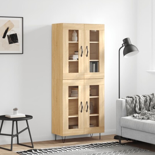  Highboard sonoma eik 69,5x34x180 cm konstruert tre
