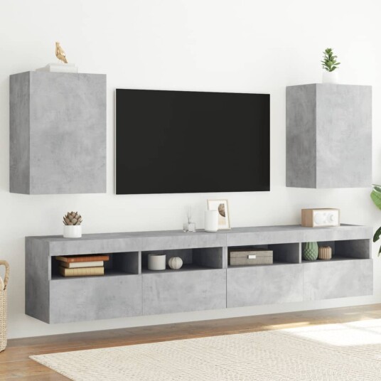 vidaXL Vegghengte TV-benker 2 stk betonggrå 40,5x30x60 konstruert tre 8721012255012