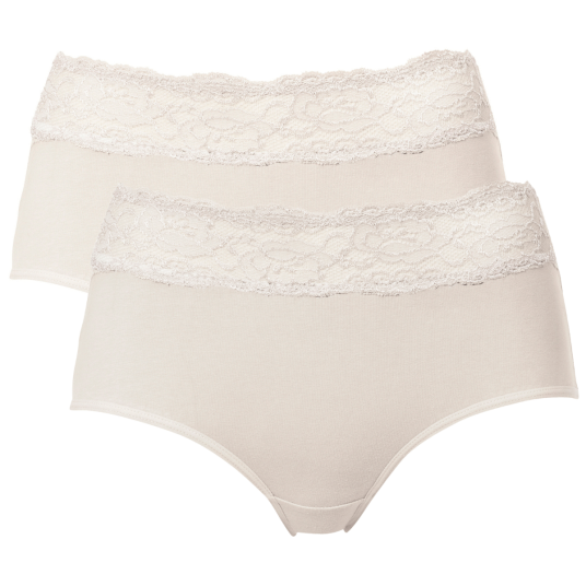Trofe Lace Trimmed Midi Briefs Truser 2P Champagne bomull X-Large Dame Trofe Lace Trimmed Midi Briefs Truser 2P Champagne bomull X-Large Dame