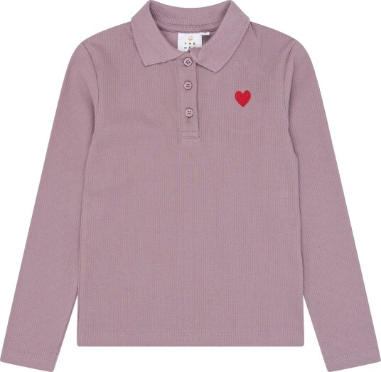 The New Tnvarena L_S Rib Polo Purple 122/128 The New Tnvarena L_S Rib Polo Purple 122/128
