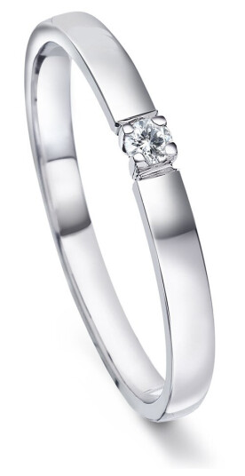Angelica alliansering i 585 hvitt gull med diamant 0.03 ct, størrelse 50
