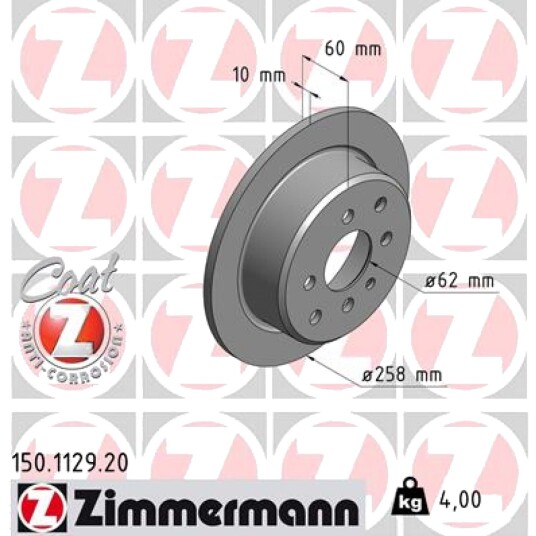 Bremseskive ZIMMERMANN 150.1129.20