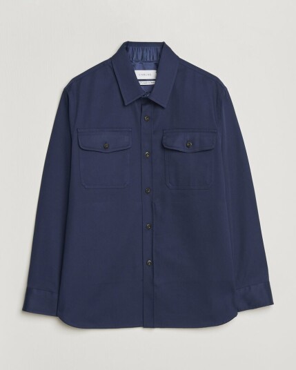 Caruso Twill Cotton Overshirt Navy