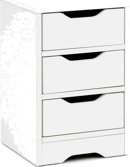 Nattbord Wohnling med 3 skuffer i et enkelt, moderne design for rammemadrass Hvit - Hvit