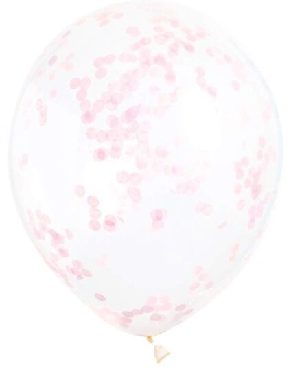 Unique 6 stk 30 cm Gjennomsiktige Ballonger med Lys Rosa Konfetti 58117