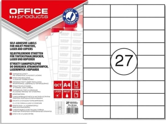 Office Products Etiketter 70X30 Mm Hvite 100