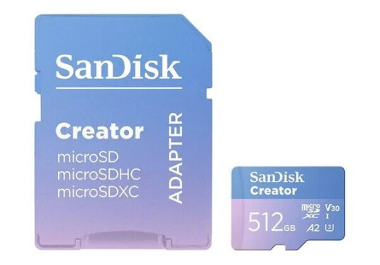 SanDisk Creator MicroSD/SD 190MB/s 512GB SanDisk Creator MicroSD/SD 190MB/s 512GB