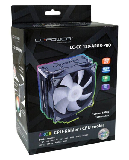 LC Power 120mm CPU Luftkjøler med ARGB - LGA 775/1150/AM4 LC Power 120mm CPU Luftkjøler med ARGB - LGA 775/1150/AM4
