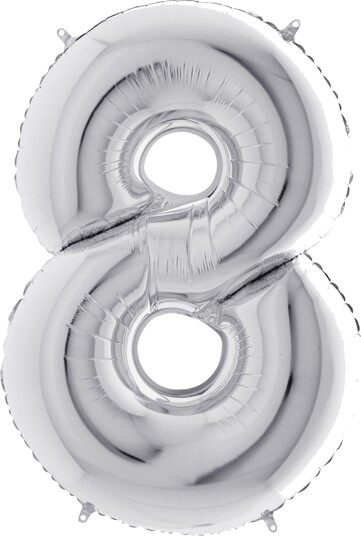 Ballongkungen Tallballong Sølv Metallic Tallet 8 15848S