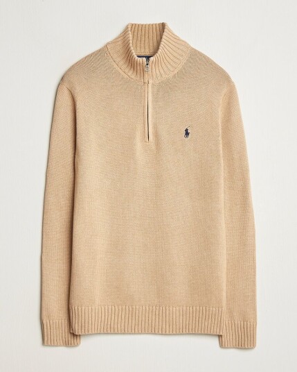 Polo Ralph Lauren Cotton Pullover Half-Zip Camel Melange