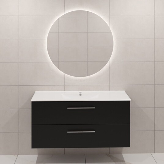 Dansani Mido+ Møbelpakke Servantskap med Servant Svart Struktur / 120cm Corona Rundt