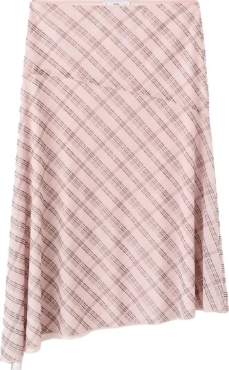 Mango Checked Asymmetric Skirt Pink S