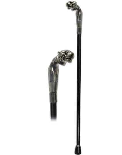 Svart Stokk i Metall med Jaguarhode 94 cm Høy Kvalitet