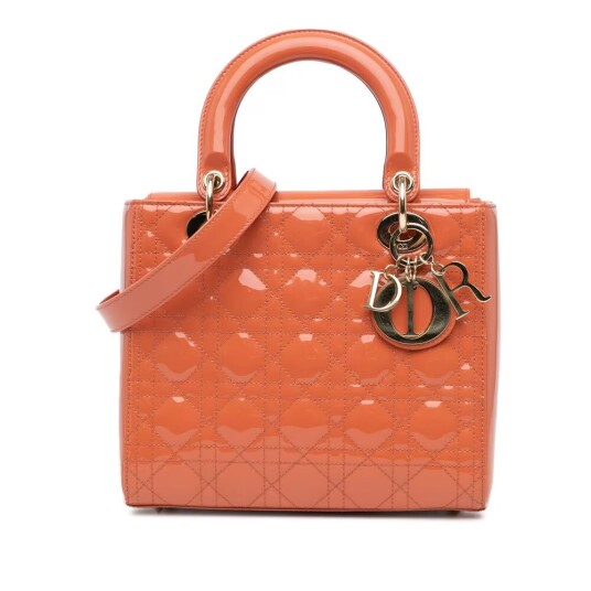 Dior Medium Patent Cannage Lady Dior Orange Dior Medium Patent Cannage Lady Dior Orange