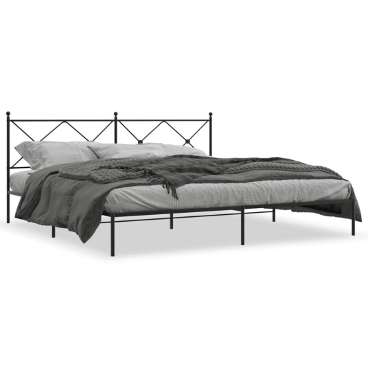  Sengeramme i metall med sengegavl svart 200x200 cm 8721012373938
