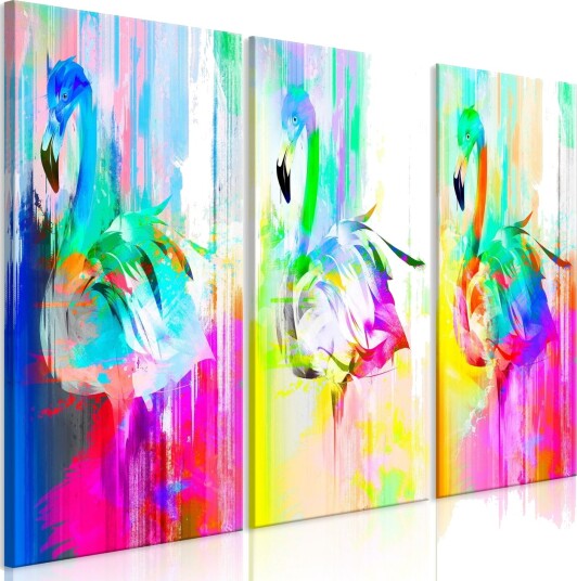 Bilde Colourful Flamingos 3 Parts 120x80 Artgeist sp. z o. o.