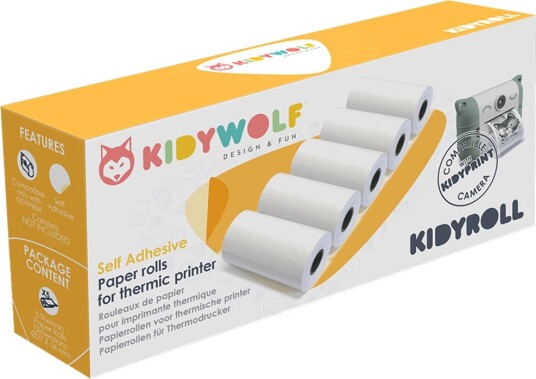 Kidywolf Selvklebende Papirruller Til Termisk Skriver (5 Stk.)