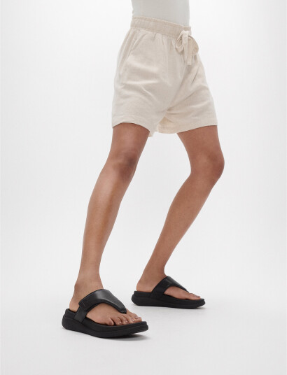 FitFlop F-Mode Go Adjustable Flatform Toe-Post Sandals - Black - 37