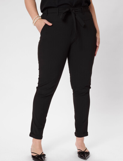 Kaffe Curve Kcjia Belt Pants - Black - 46 Kaffe Curve Kcjia Belt Pants - Black - 46