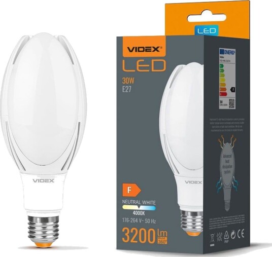 Videx E27 30W LED pære 3200lm 4000K 330 grader industriell Ra80 Kulør : Nøytral Videx E27 30W LED pære 3200lm 4000K 330 grader industriell Ra80 Kulør : Nøytral