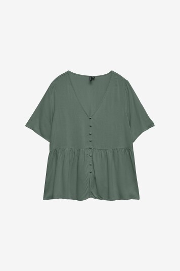 Vero Moda Bluse vmAlba SS Peplum Wvn Grønn