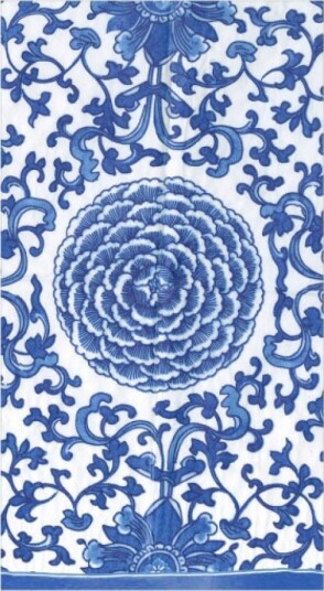 Caspari   Indigo Garden serviett 40x22 cm 15 stk blå/hvit
