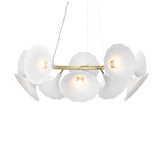 Nuura Petalii 10 Taklampe Hvit/ Polert Messing