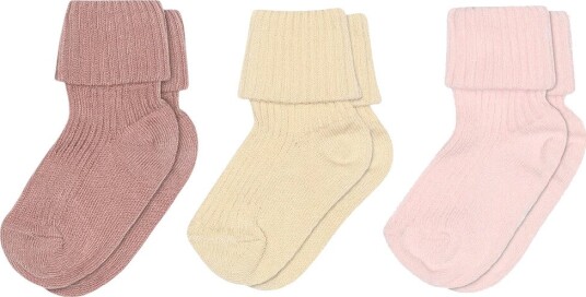 MP Sokker   Rib   3 pack   Woodrose   MP   25/28   Sokker Beige Rosa   25 28