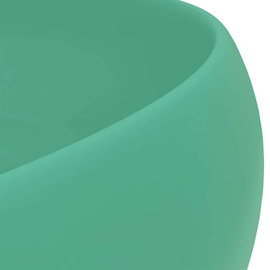vidaXL Luksuriøs servant rund matt lysegrønn 40x15 cm keramisk