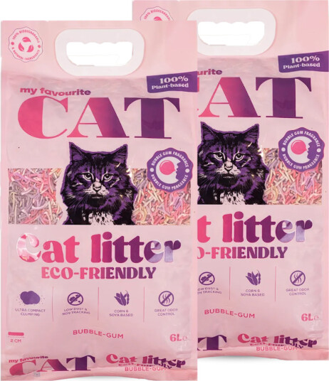 Eco Friendly Cat Litter 6L X 2 Bubble Gum Katt Toalett Og Kattesand Kattesand My Favourite Cat