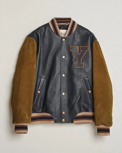 Gant YALE Suede/Leather Varsity Jacket Navy