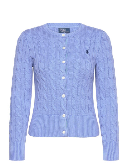 Polo Ralph Lauren Cable Knit Cotton Crewneck Cardigan Purple XS