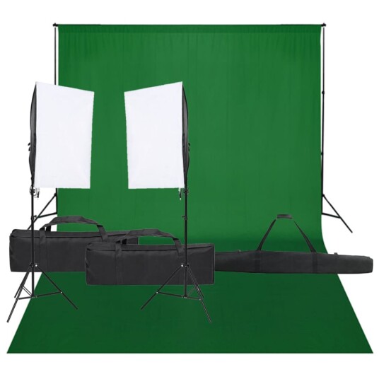 vidaXL Fotostudiosett med lyssett og bakgrunn vidaXL Fotostudiosett med lyssett og bakgrunn