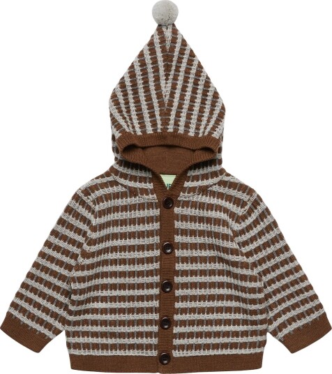 FUB Cardigan Strikk Ull Hasselmelert/Light Grey Melange/St FUB 74 Cardigan Brun Grå