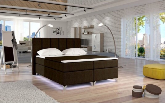 Box Spring Eltap Basilio med LED Sawana 26 Brun 180x200 cm