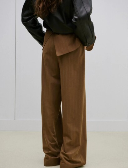 Mango Pinstripe Suit Trousers   Brown   38