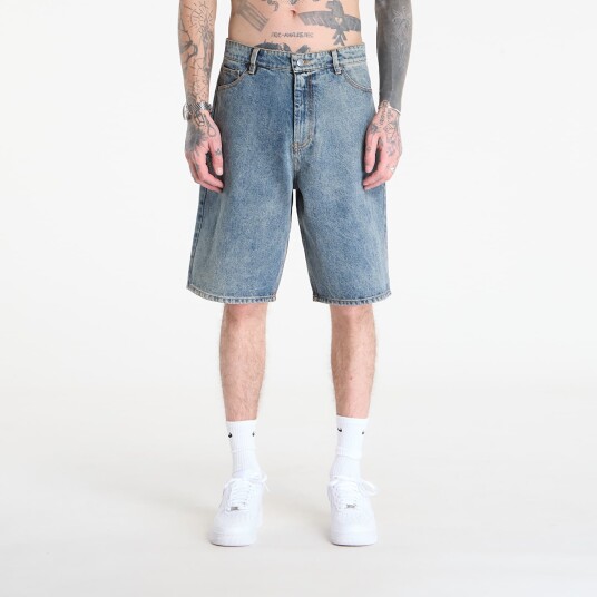 Daily Paper Compact Shield Embroidery Denim Shorts   Blue   XL