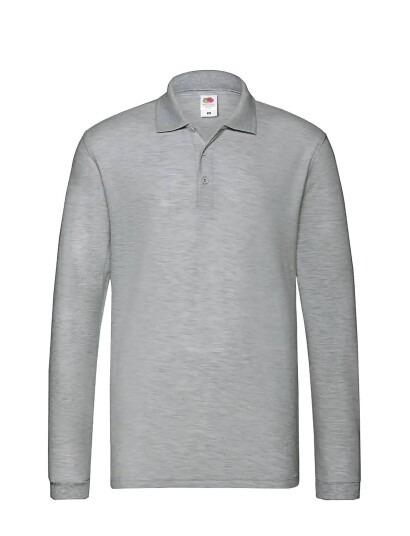 Fruit of the loom Premium Long Sleeve Polo Grey L