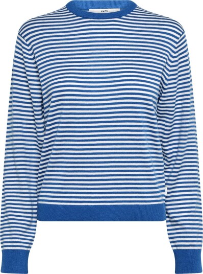 Mads Nørgaard Fine Merino Emma Stripe Knit LAPIS BLUE/VANILLA ICE XXL Mads Nørgaard Fine Merino Emma Stripe Knit LAPIS BLUE/VANILLA ICE XXL