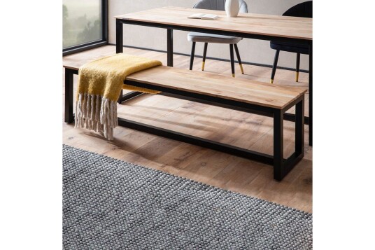 Spisestuebenk Wohnling massivt tre industriell loft stil med metallbein 120 cm 120 cm