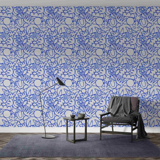 Namly Design Tapet Blått Abstrakt Matisse Mønster WPPRFBDYYW