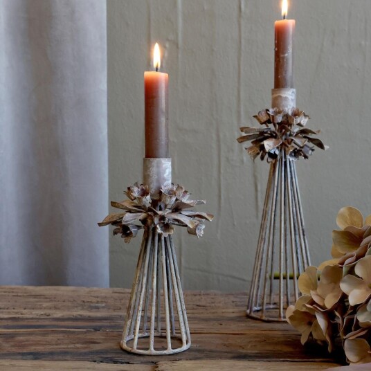 Chic Antique Lysestake med blomsterdekor H16