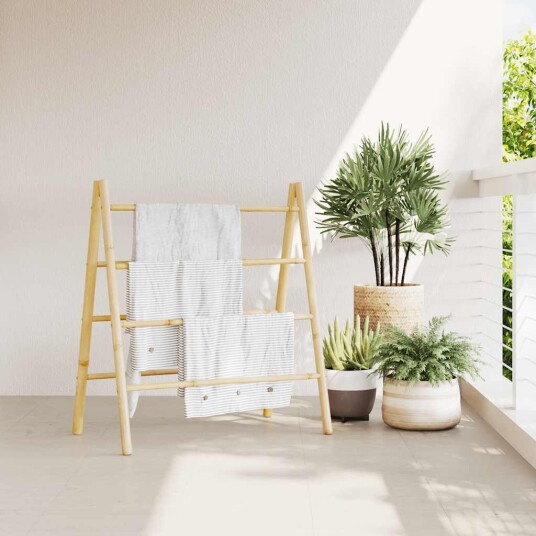 Dobbel håndklestige med 4 trinn 90x50x100 cm bambus