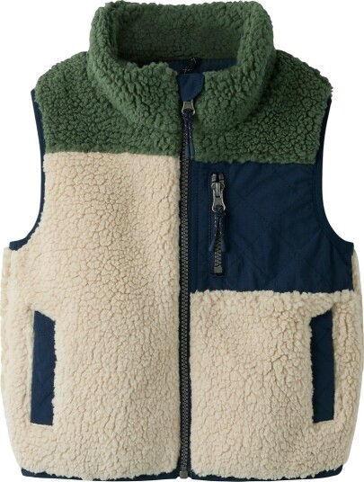 Name It Fleecevest Teddy NmmMonico Peyote Name It 5 år 110 Fleecejakke Beige Blå Grønn