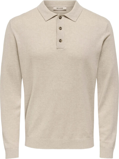 ONLY & SONS Onsloui Reg 12 Ls Mel Polo Knit Noos Beige XL