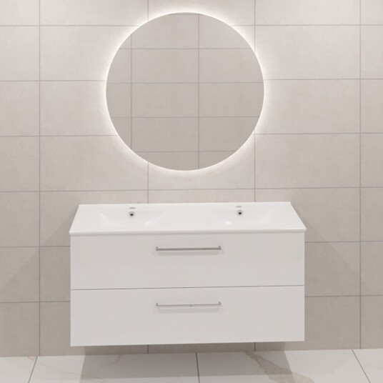 Dansani Mido+ Møbelpakke Servantskap med Servant Hvit Matt / 120cm Dobbel Corona Rundt