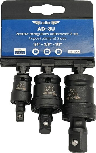 Adler Tools AD-3U Kardangledd 1/2", 3/8", 1/4" 3 Stk.
